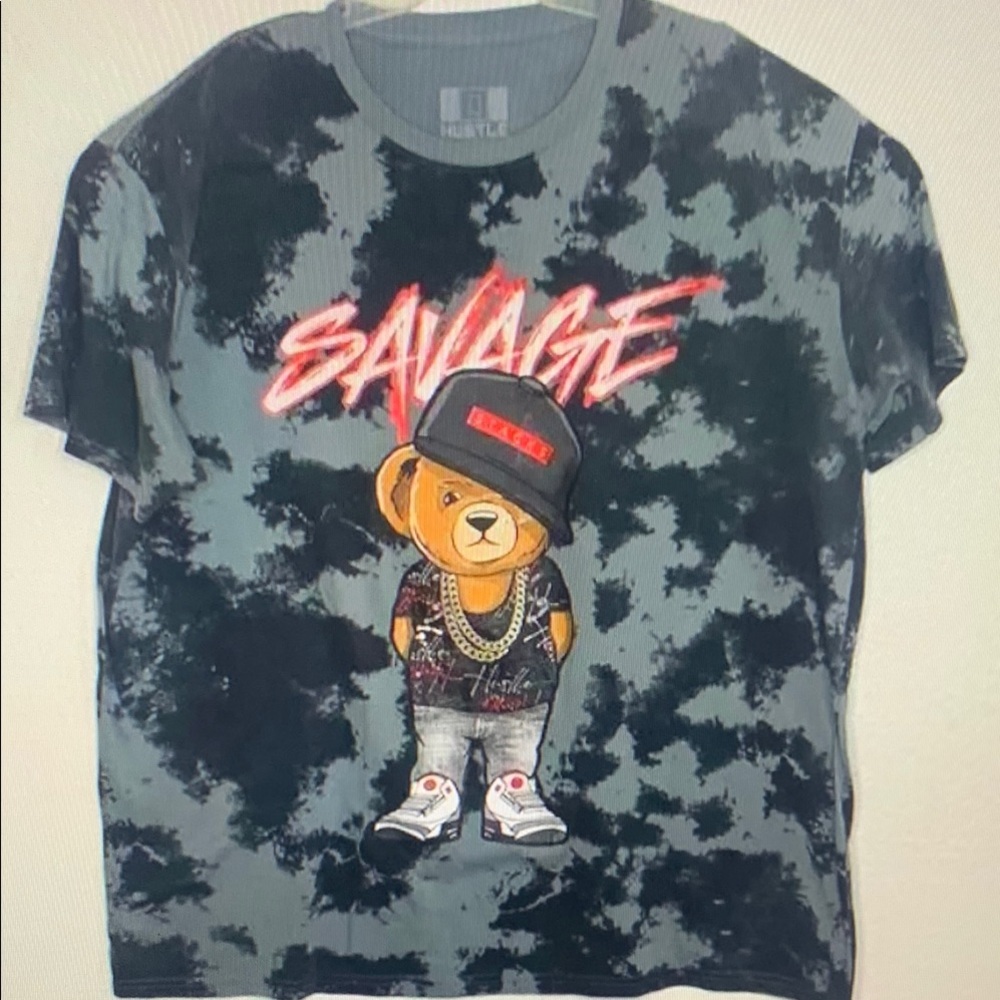 Hustler Hollywood Black and Gray Savage Bear Tee